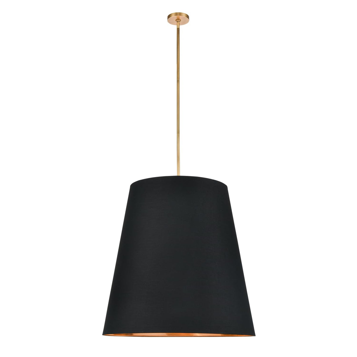 Alora PD311030VBBG CALOR PENDANT 3 LIGHT VINTAGE BRASS BLACK LINEN WITH GOLD PARCHMENT
