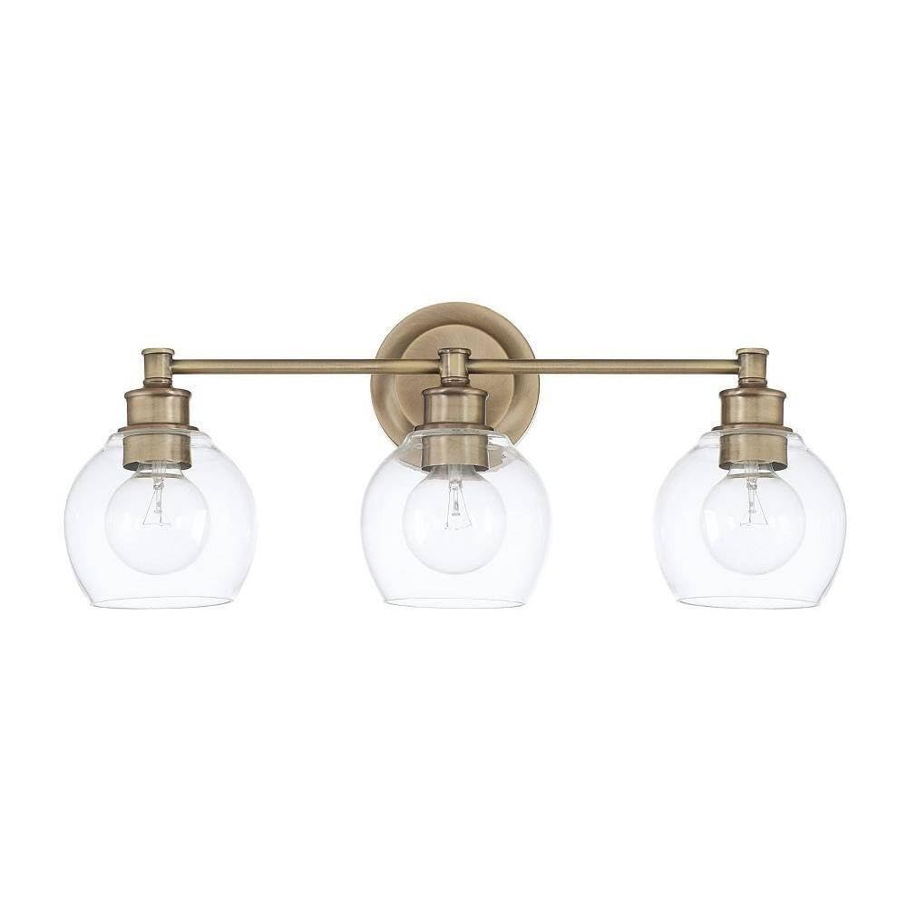 Capital Lighting 121131AD-426 Mid Century 3 Light Vanity Aged Brass