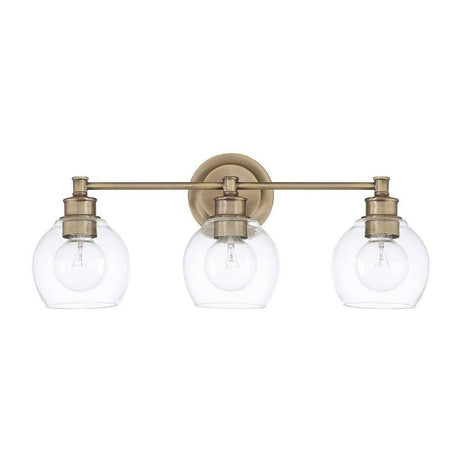 Capital Lighting 121131AD-426 Mid Century 3 Light Vanity Aged Brass