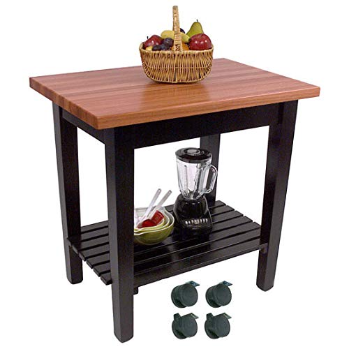 John Boos RN-C4824C-D-S Le Classique Work Table, Varnique, with Casters, Drawer and 1 Shelf, 48" W x 24" D 35" H