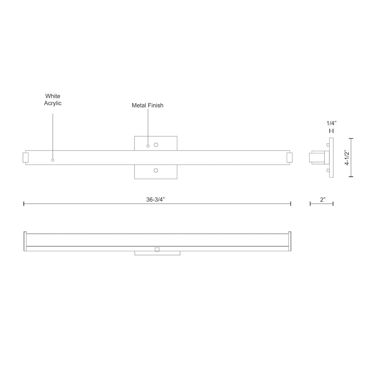 Kuzco VL4737-CH LED VAN REC WH ACRY 3600LM 40W CH
