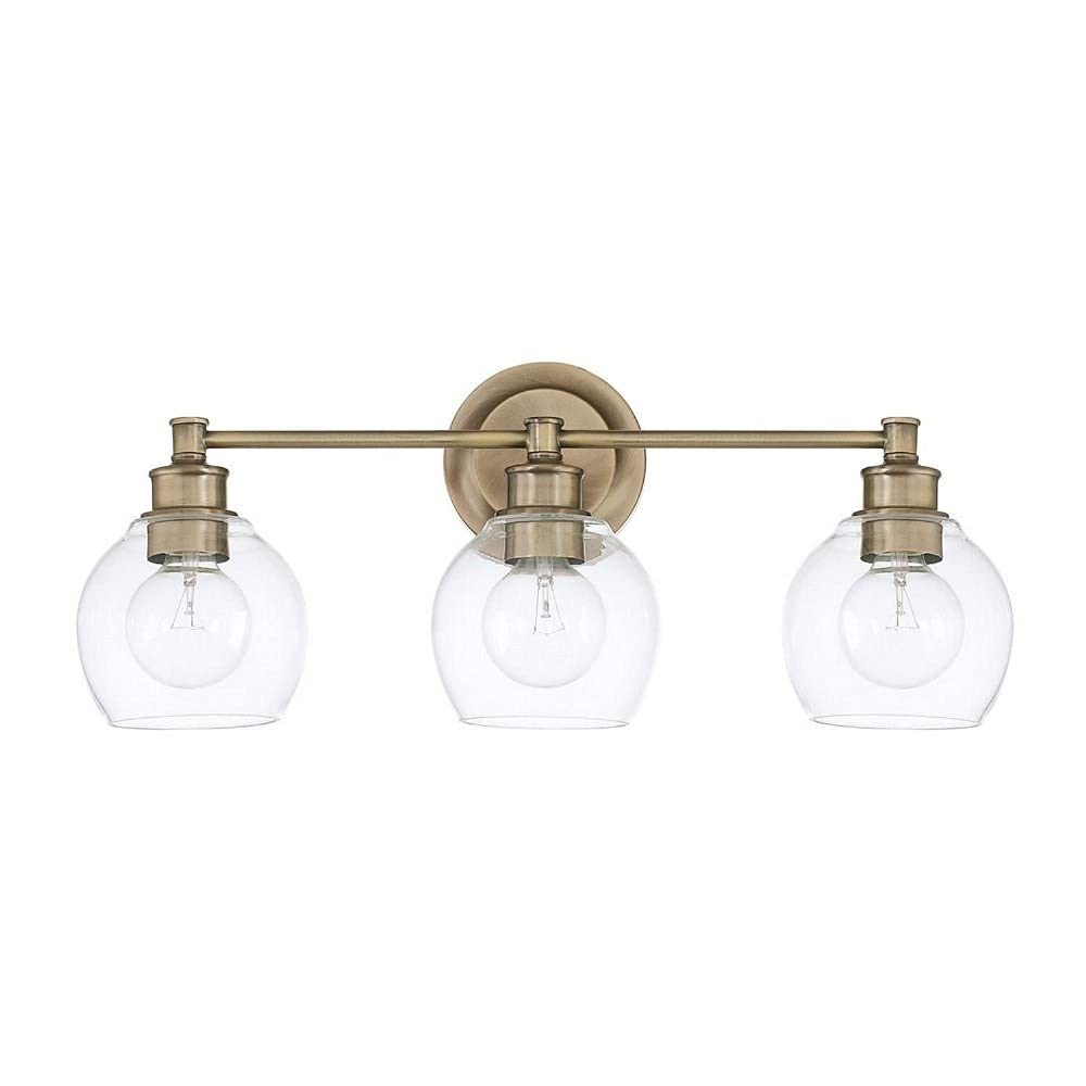 Capital Lighting 121131AD-426 Mid Century 3 Light Vanity Aged Brass