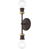 Livex Lighting 14422-07 Lansdale 2 Light ADA Vanity Sconce, Bronze with Antique Brass Accents