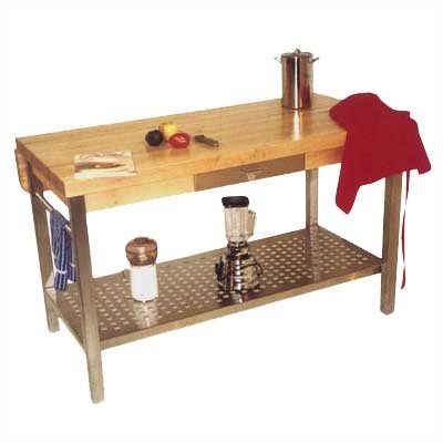 John Boos CUCG10-C Cucina Grande Prep Table with Butcher Block Top Size / Drop Leaves: 48" W x 36" D 1 Included, Casters: Included