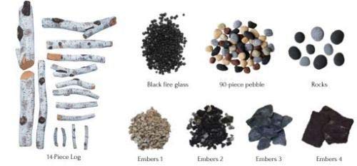 Amantii DESIGN-MEDIA-BIRCH-15PCE BIRCH - 15 Piece Deluxe Media Kit Includes: 15 logs, stones, pebbles & embers