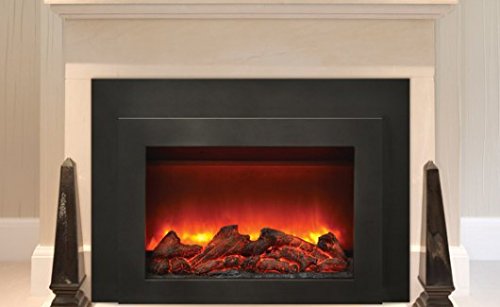 Amantii INS-FM-34 Insert Series - 34" Electric Fireplace Insert with Black Steel Surround and Overlay