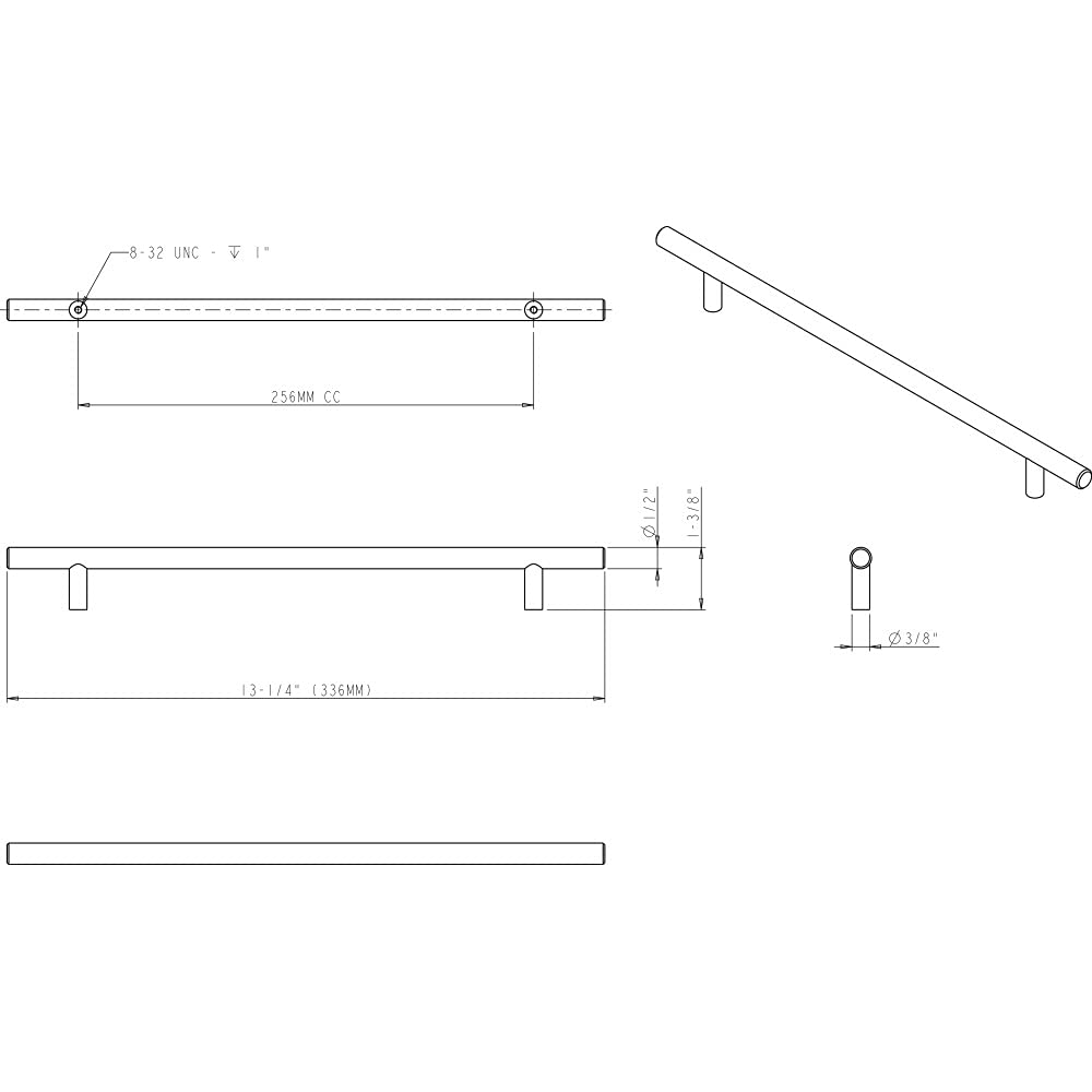 Elements 336DBB 256 mm Center-to-Center Dark Brushed Bronze Naples Cabinet Bar Pull