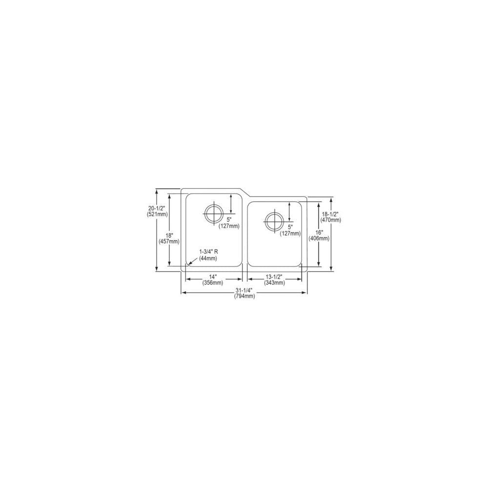 Elkay Copper ECU3120RACH Offset Double Bowl Undermount Sink