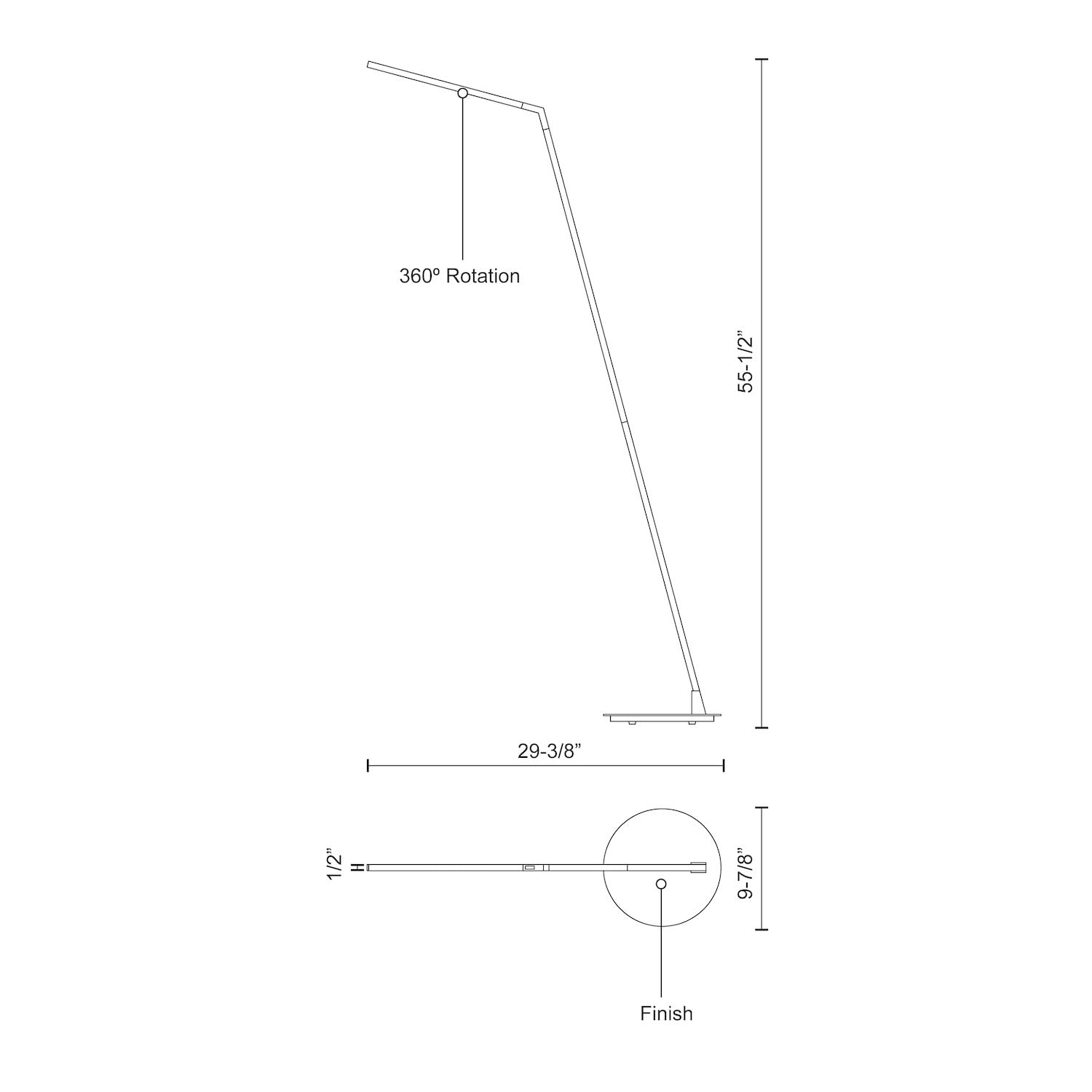 Kuzco FL25558-BN MITER 58" FL Brushed Nickel 120V Touch dimmer LED 3000K 90CRI 11W