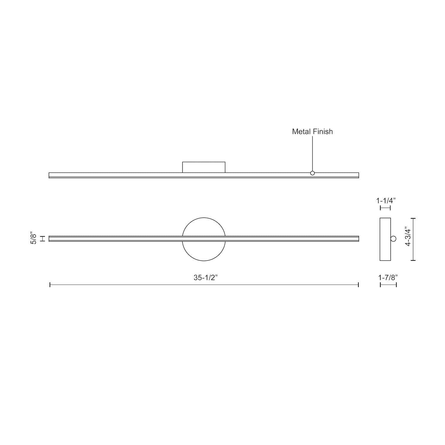 Kuzco WS14935-BK CHUTE 35" WS Black 120V TRIAC/ELV LED 3000K 90CRI 15W