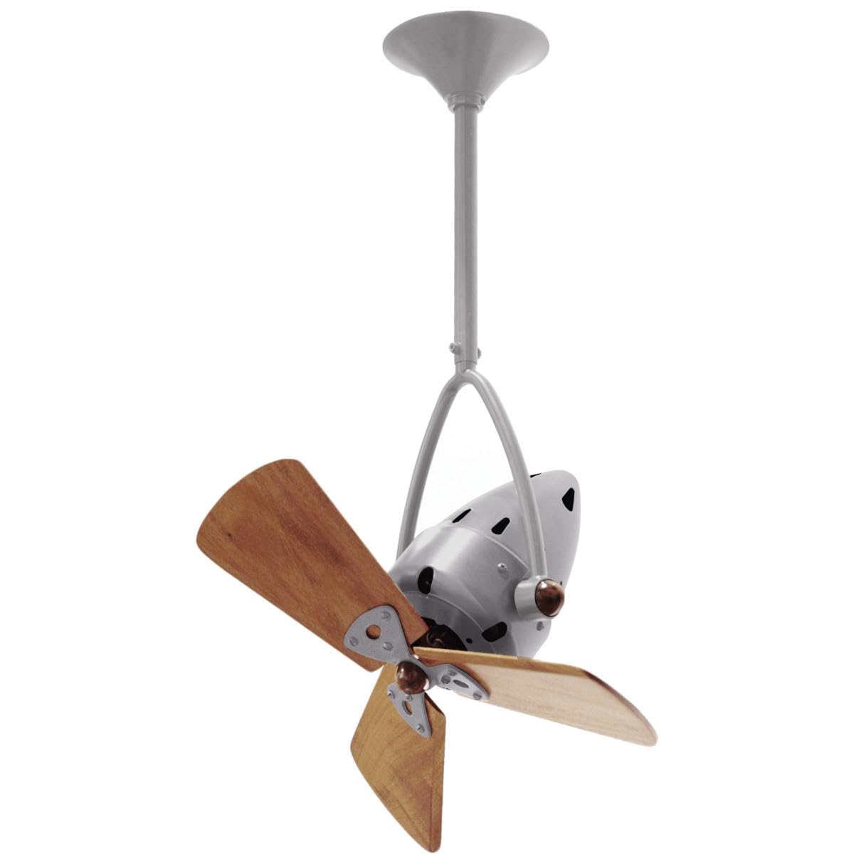 Matthews Fan JD-BN-WD Jarold Direcional ceiling fan in Brushed Nickel finish with solid sustainable mahogany wood blades.