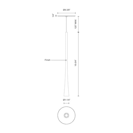 Kuzco PD15816-WH TAPER 16" PD White 120V TRIAC/ELV LED 3000K 90CRI 7W