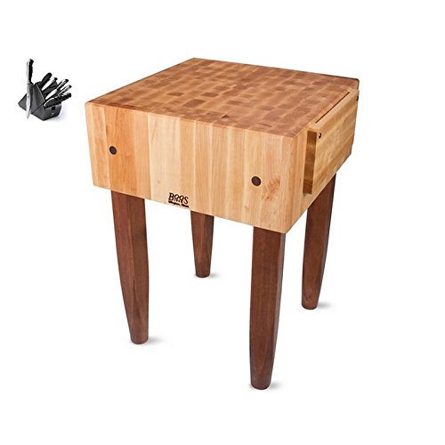 John Boos PCA1-C-CR PCA Block 18X18X10 W/Holder&CASTERS BLOCK W/HOLDER&CAS CRM