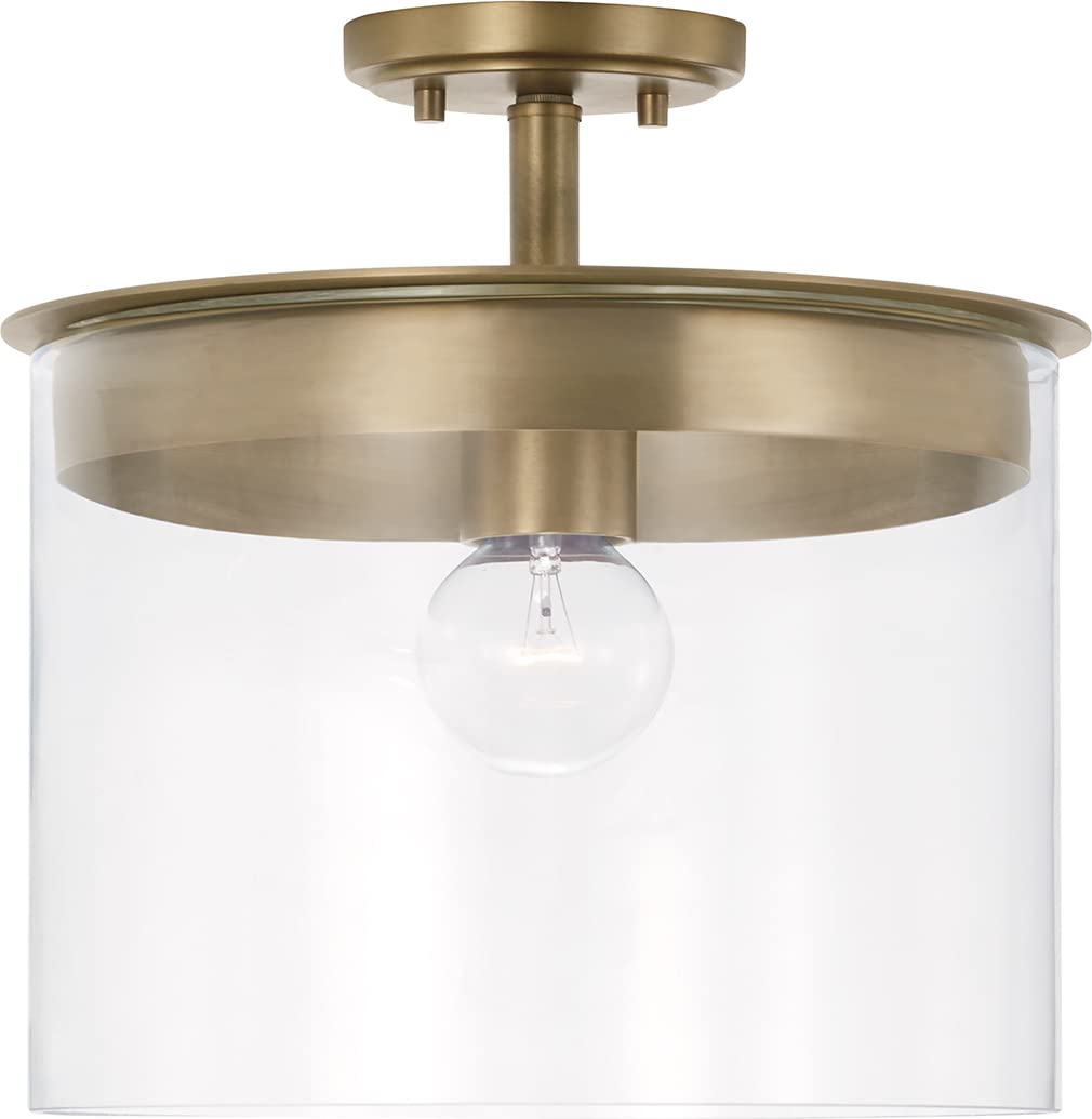 Capital Lighting 246812AD Mason 1 Light Semi-Flush Aged Brass