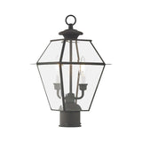 Livex Lighting 2284-61 Transitional Two Light Outdoor Post Lantern from Westover Collection in Bronze/Dark Finish, 9.00 inches, 16.50x9.00x9.00, Charcoal