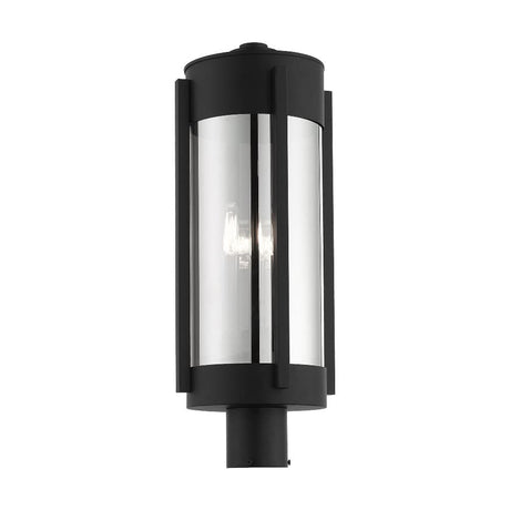 Livex Lighting 22387-04 3 Light Black Outdoor Post Top Lantern, Nickel