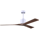Matthews Fan NK-MWH-WA-60 Nan 6-speed ceiling fan in Matte White finish with 60” solid walnut tone wood blades