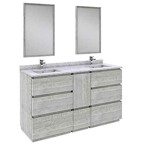 Fresca FVN31-241224ASH-FC Fresca Formosa 60" Floor Standing Double Sink Modern Bathroom Vanity w/ Mirrors in Ash