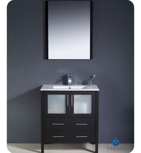 Fresca FVN6230ES-UNS Fresca Torino 30" Espresso Modern Bathroom Vanity w/ Integrated Sink