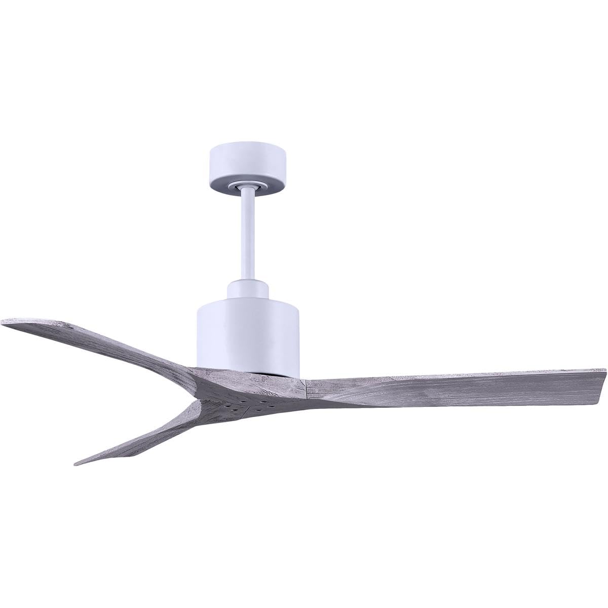 Matthews Fan NK-MWH-BW-52 Nan 6-speed ceiling fan in Matte White finish with 52” solid barn wood tone wood blades