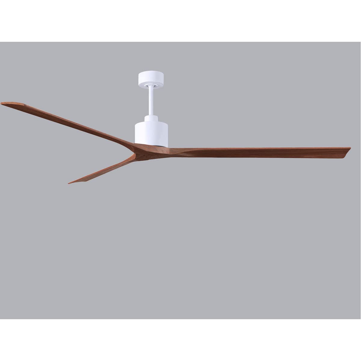 Matthews Fan NKXL-MWH-WA-90 Nan XL 6-speed ceiling fan in Matte White finish with 90” solid walnut tone wood blades