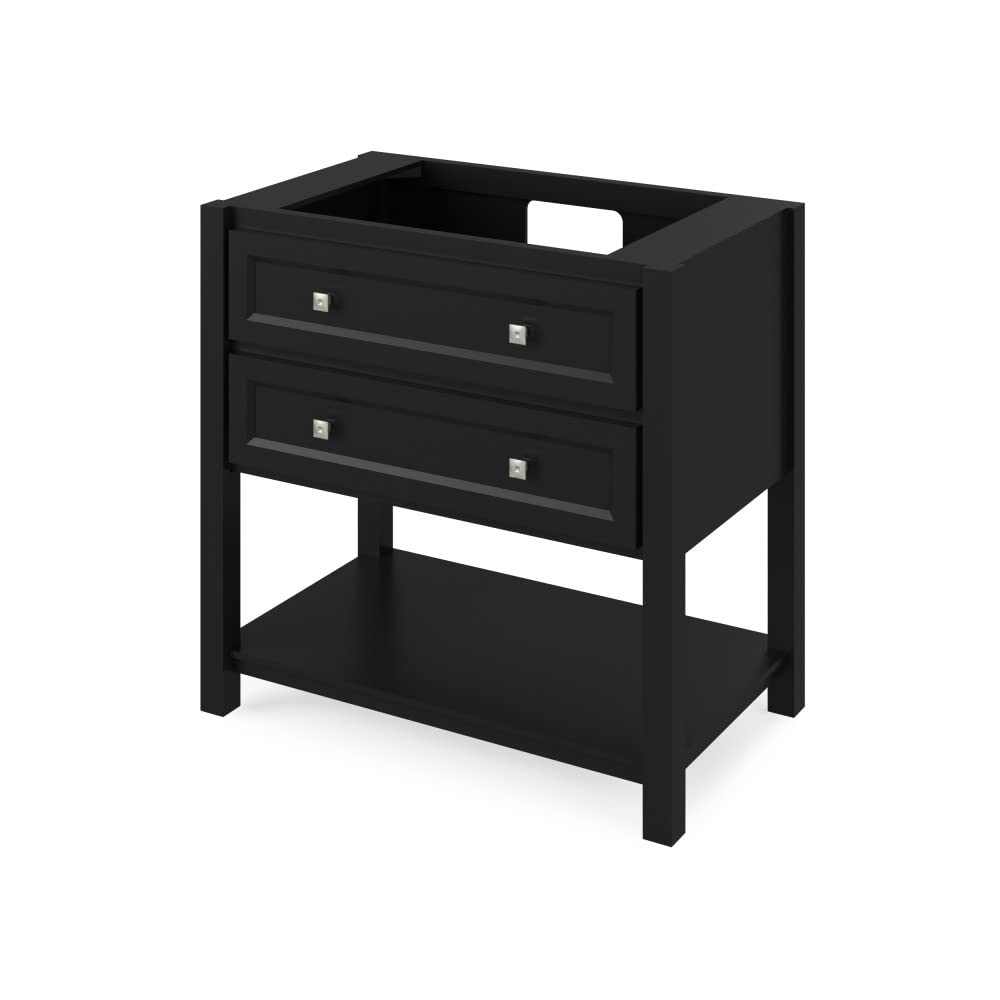 Jeffrey Alexander VKITADL36BKCQR 36" Black Adler Vanity, Calacatta Vienna Quartz Vanity Top, undermount rectangle bowl