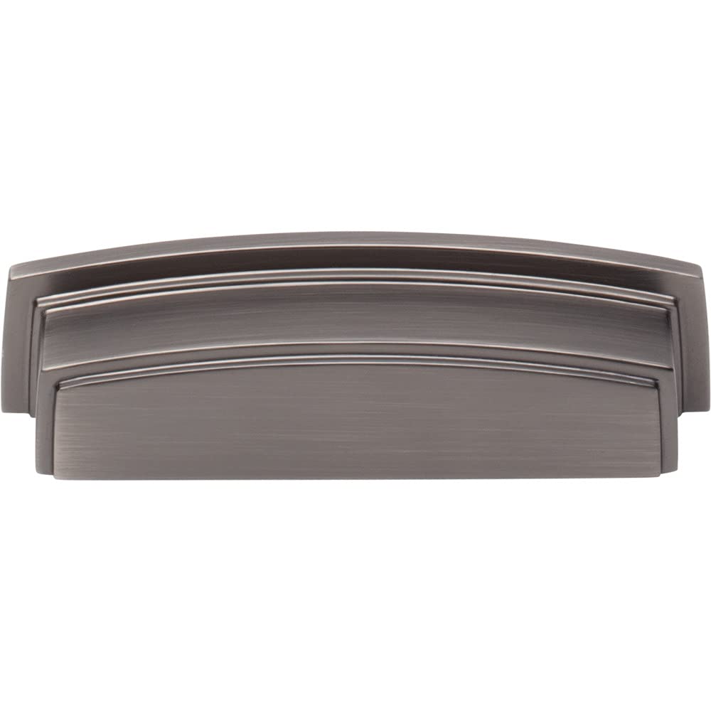 Jeffrey Alexander 141-96BNBDL 96 mm Center Brushed Pewter Square-to-Center Square Renzo Cabinet Cup Pull