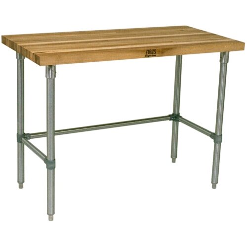 John Boos JNB03 Thick Maple Top Work Table on Adjustable Galvanized Base, 60 x 24 Inch