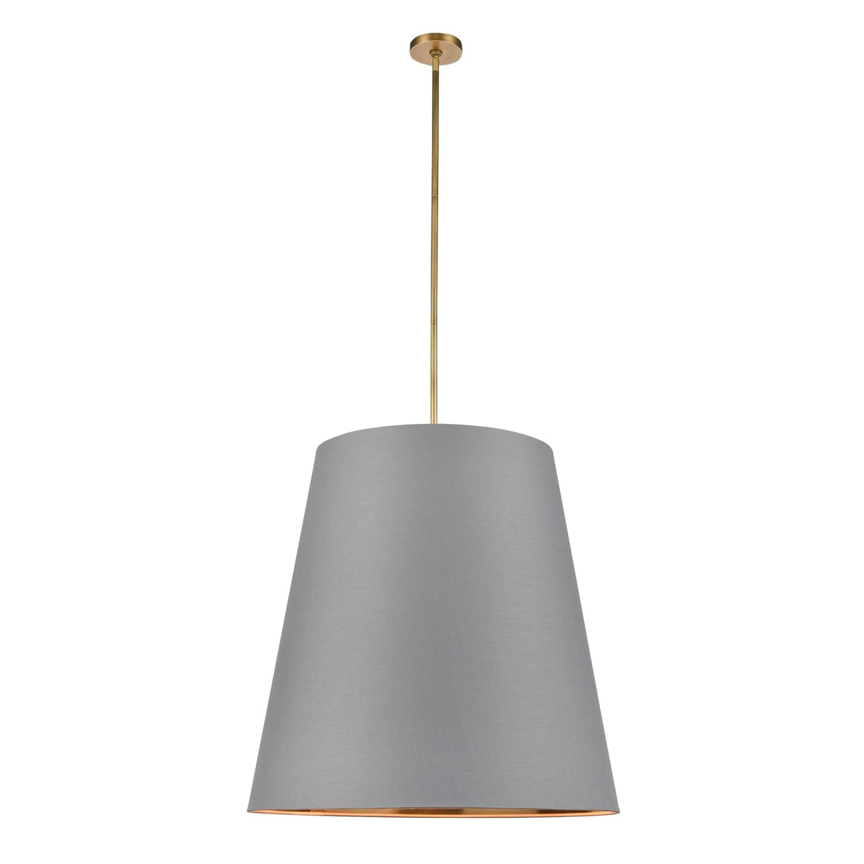 Alora PD311030VBGG CALOR PENDANT 3 LIGHT VINTAGE BRASS GRAY LINEN WITH GOLD PARCHMENT