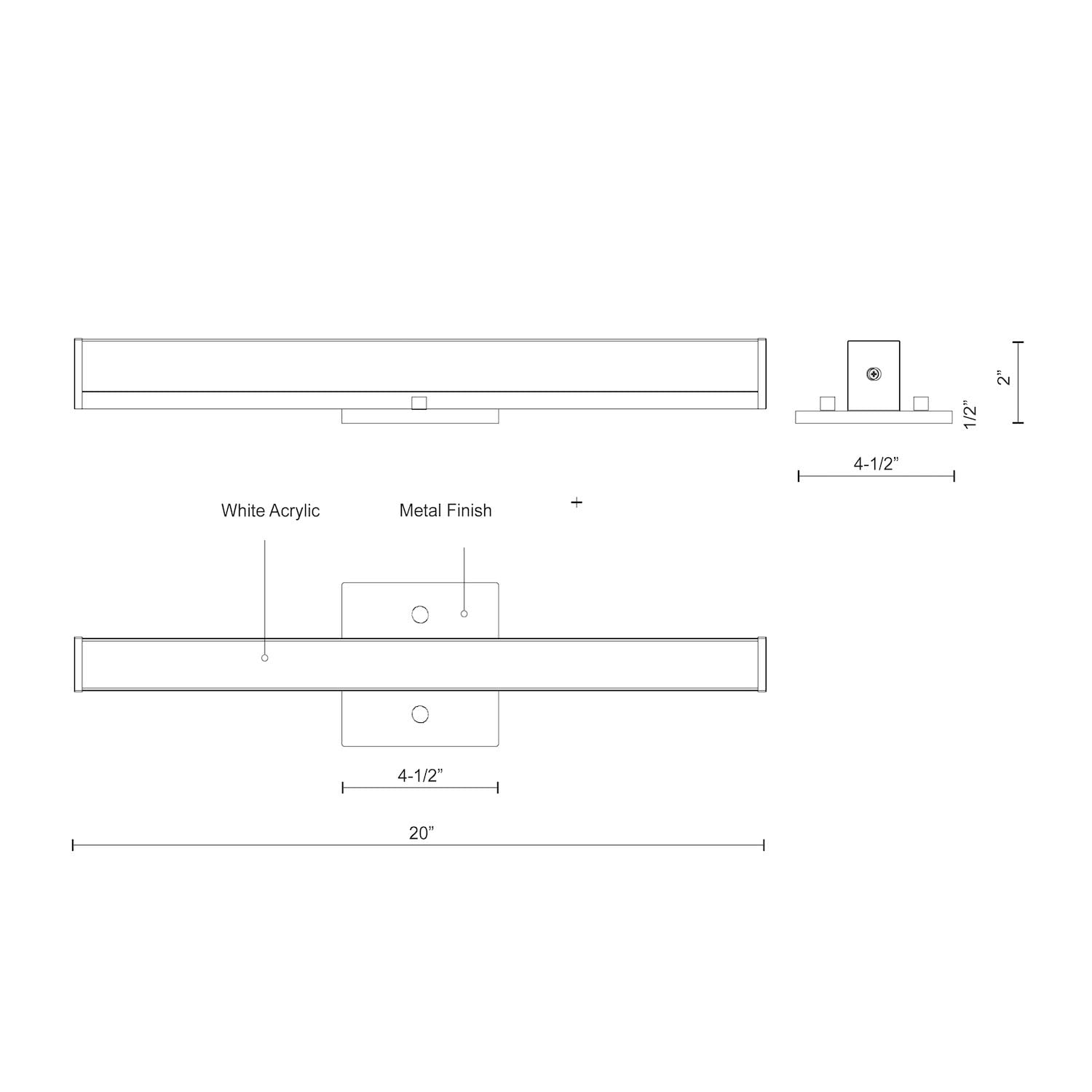 Kuzco VL6220-CH JANE-SLIM 20" VL Chrome 120V ELV LED 3000K 90CRI 21W