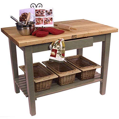 John Boos C3624C-D-S-UG Classic Country Worktable, 36" W x 24" D 35" H, with Casters, Drawer and 1 Shelf, Useful Gray Stain