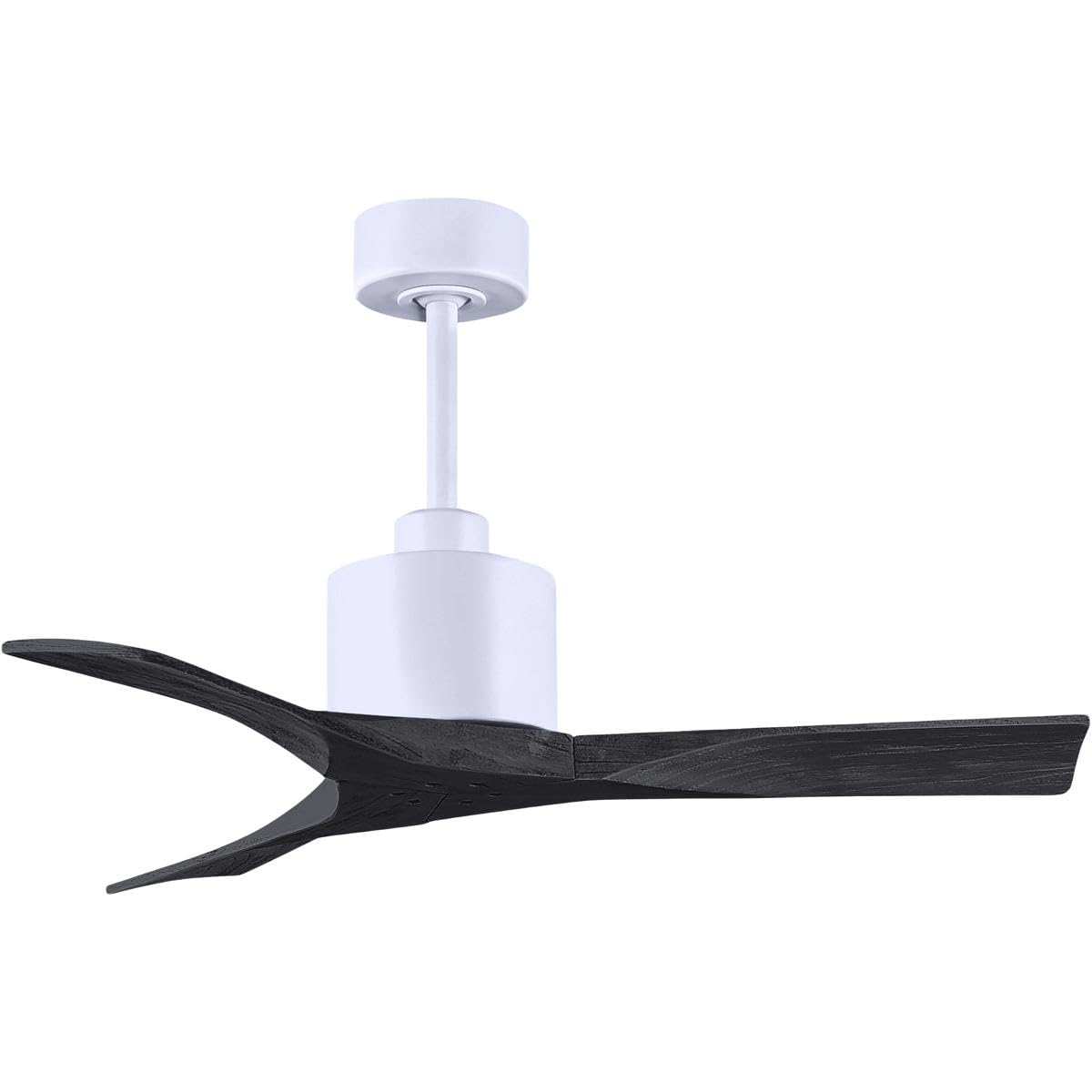 Matthews Fan NK-MWH-BK-42 Nan 6-speed ceiling fan in Matte White finish with 42” solid matte black wood blades