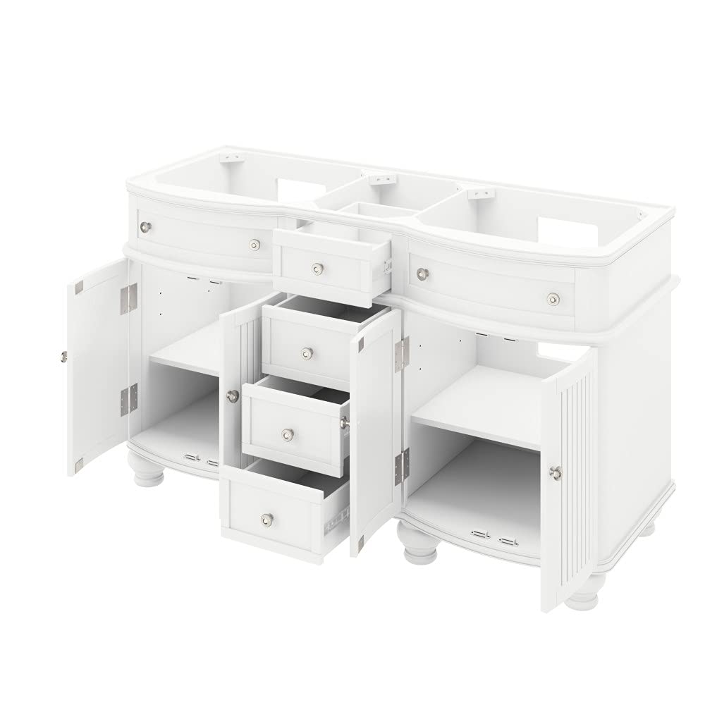 Jeffrey Alexander VKITCOM60WABGO 60" Walnut Compton Vanity, double bowl, Compton-only Black Granite Vanity Top, two undermount oval bowls