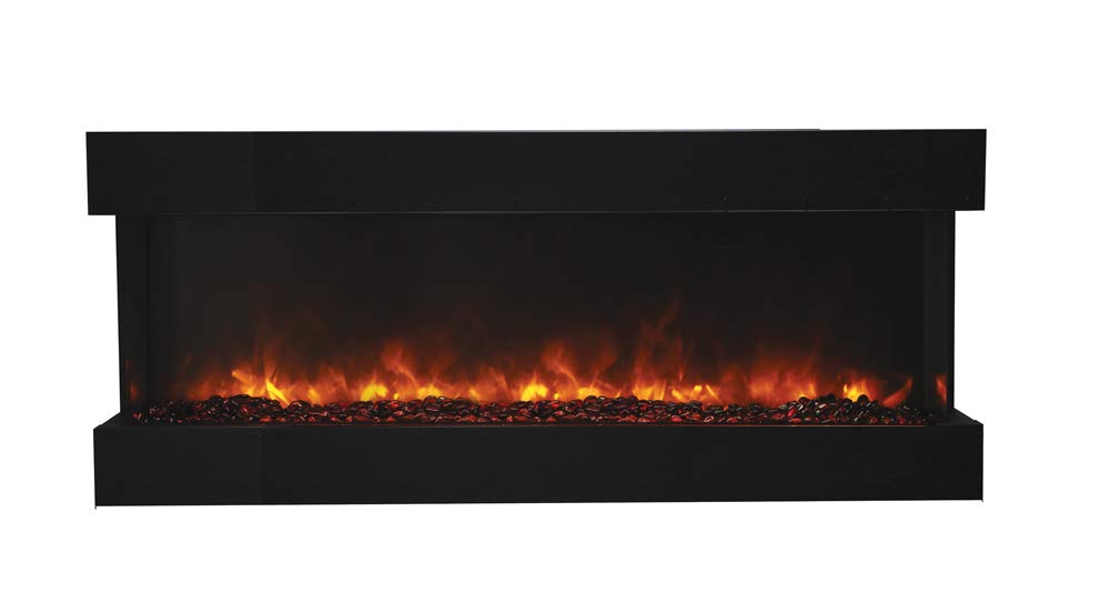 Amantii 60-TRU-VIEW-XL Tru View Deep Smart Electric - 60" Indoor / Outdoor WiFi Enabled 3 Sided Fireplace Featuring a depth of 14 1/4", MultiFunction Remote Control, Multi Speed Flame Motor, and a Selection of Media Options