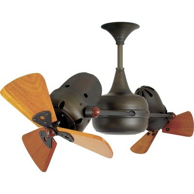 Matthews Fan DD-BKN-WD Duplo Dinamico 360” rotational dual head ceiling fan in Black Nickel finish with solid sustainable mahogany wood blades.