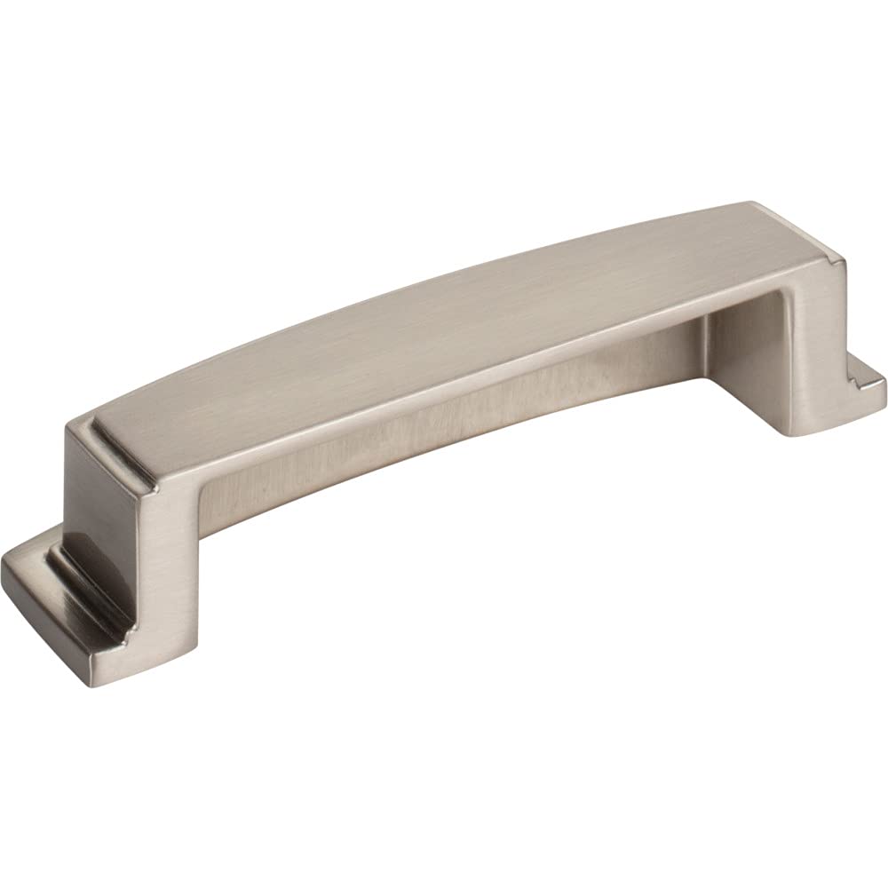 Jeffrey Alexander 141-96SN 96 mm Center Satin Nickel Square-to-Center Square Renzo Cabinet Cup Pull