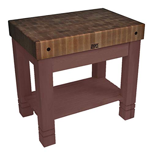 John Boos WAL-HMST36245-BK Kitchen Work Table Homestead Block with Black Base, Walnut End Grain Top, 36" W x 24" D