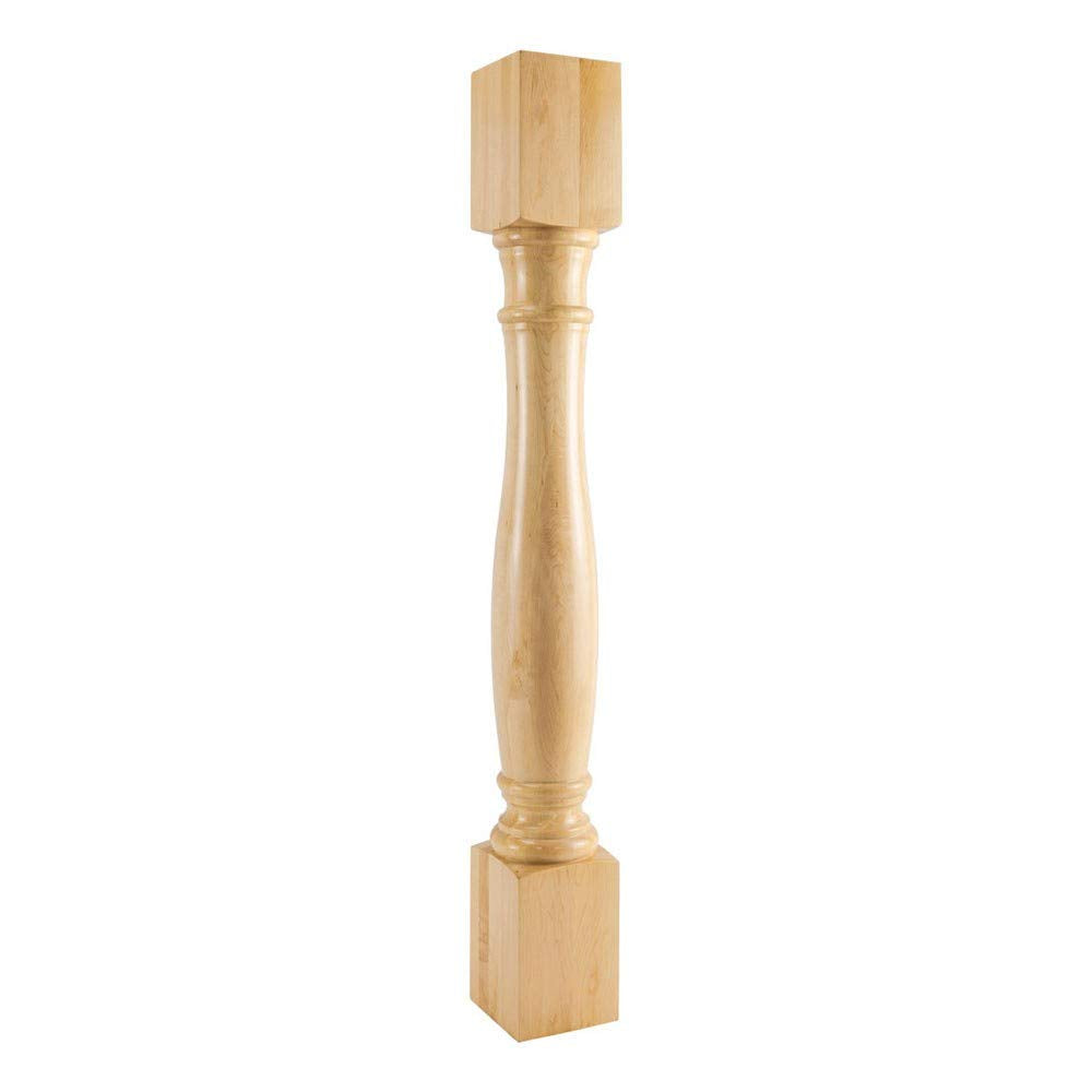 Hardware Resources P1-5-42-RW 5" W x 5" D x 42" H Rubberwood Turned Post