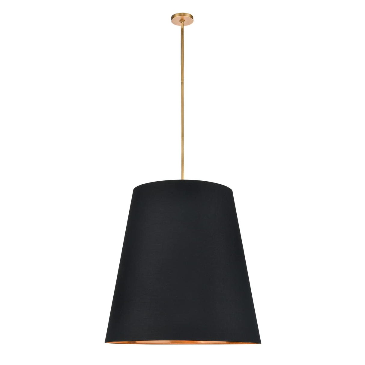 Alora PD311030VBBG CALOR PENDANT 3 LIGHT VINTAGE BRASS BLACK LINEN WITH GOLD PARCHMENT
