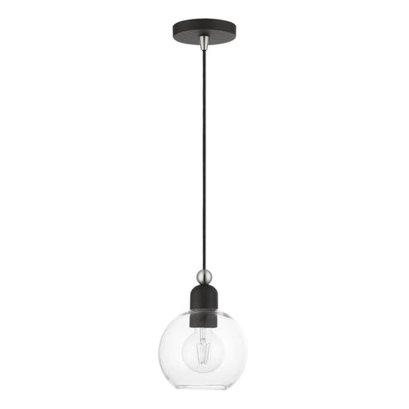 Downtown 1 Light Mini Pendant in Black with Brushed Nickel (48971-04)