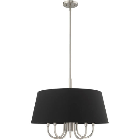 Livex Lighting 51356-91 Belclaire - Six Light Chandelier, Brushed Nickel Finish with Black Fabric Shade