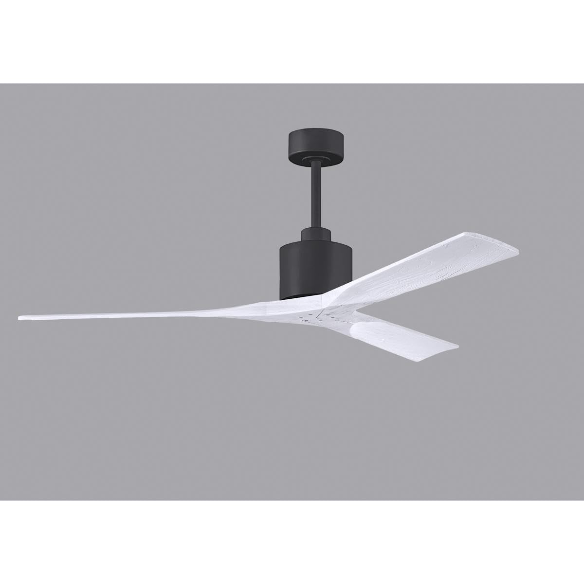 Matthews Fan NK-BK-MWH-60 Nan 6-speed ceiling fan in Matte Black finish with 60” solid matte white wood blades