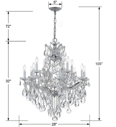 Maria Theresa 13 Light Hand Cut Crystal Polished Chrome Chandelier 4413-CH-CL-MWP