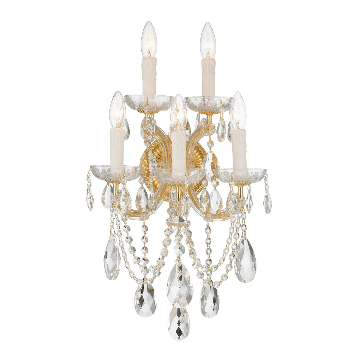 Maria Theresa 5 Light Hand Cut Crystal Gold Sconce 4425-GD-CL-MWP