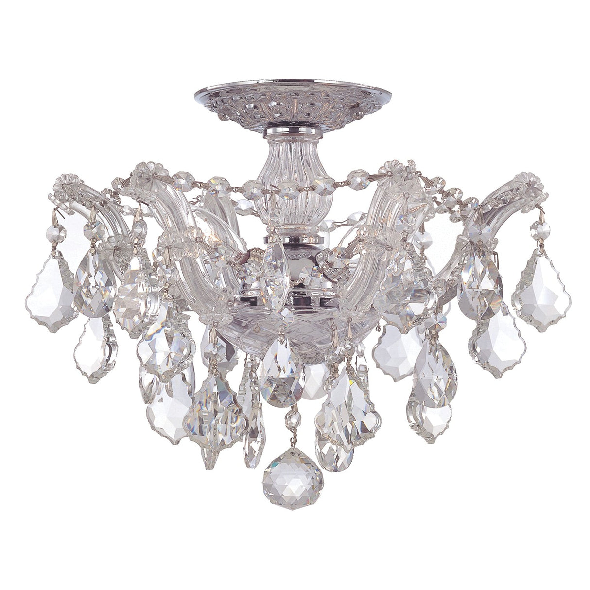 Maria Theresa 3 Light Hand Cut Crystal Polished Chrome Semi Flush Mount 4430-CH-CL-MWP