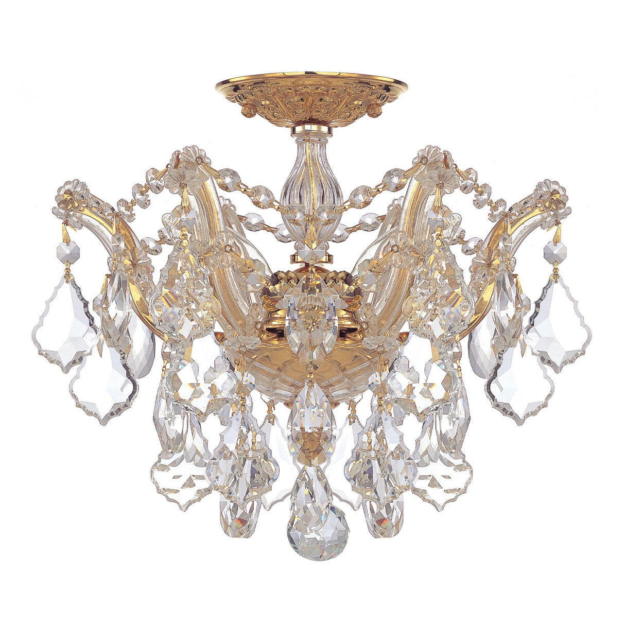 Maria Theresa 3 Light Hand Cut Crystal Polished Chrome Semi Flush Mount 4430-CH-CL-MWP