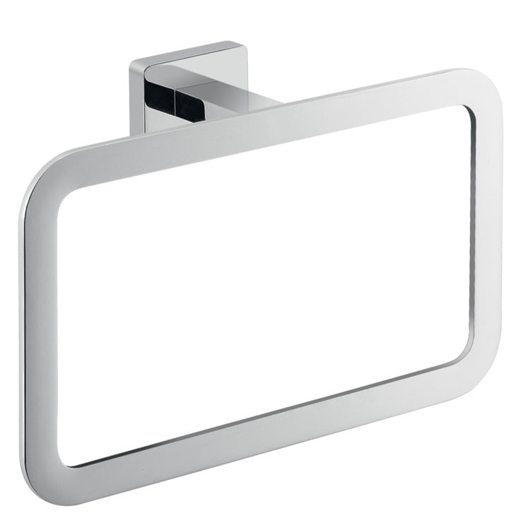Square Wall Mounted Polished Chrome Towel Ring