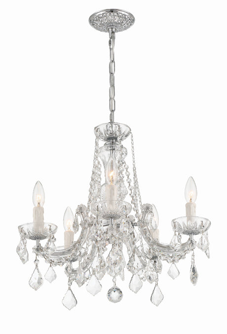 Maria Theresa 5 Light Hand Cut Crystal Polished Chrome Chandelier 4476-CH-CL-MWP