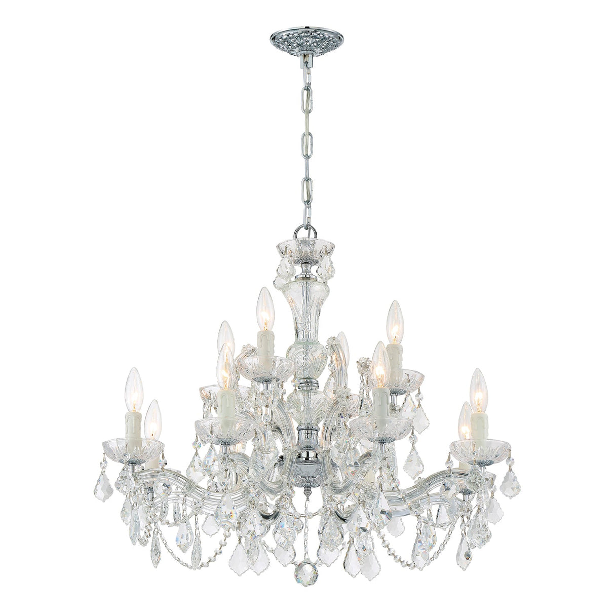 Maria Theresa 12 Light Hand Cut Crystal Polished Chrome Chandelier 4479-CH-CL-MWP