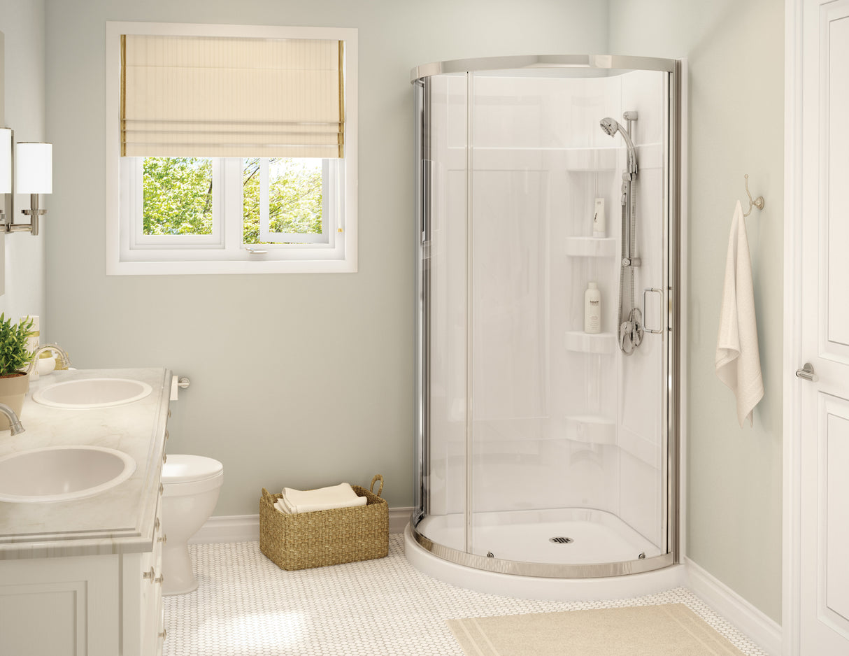 MAAX 300001-000-001-102 Cyrene 34 x 34 Acrylic Center Drain Shower Kit in White with Clear glass in Chrome